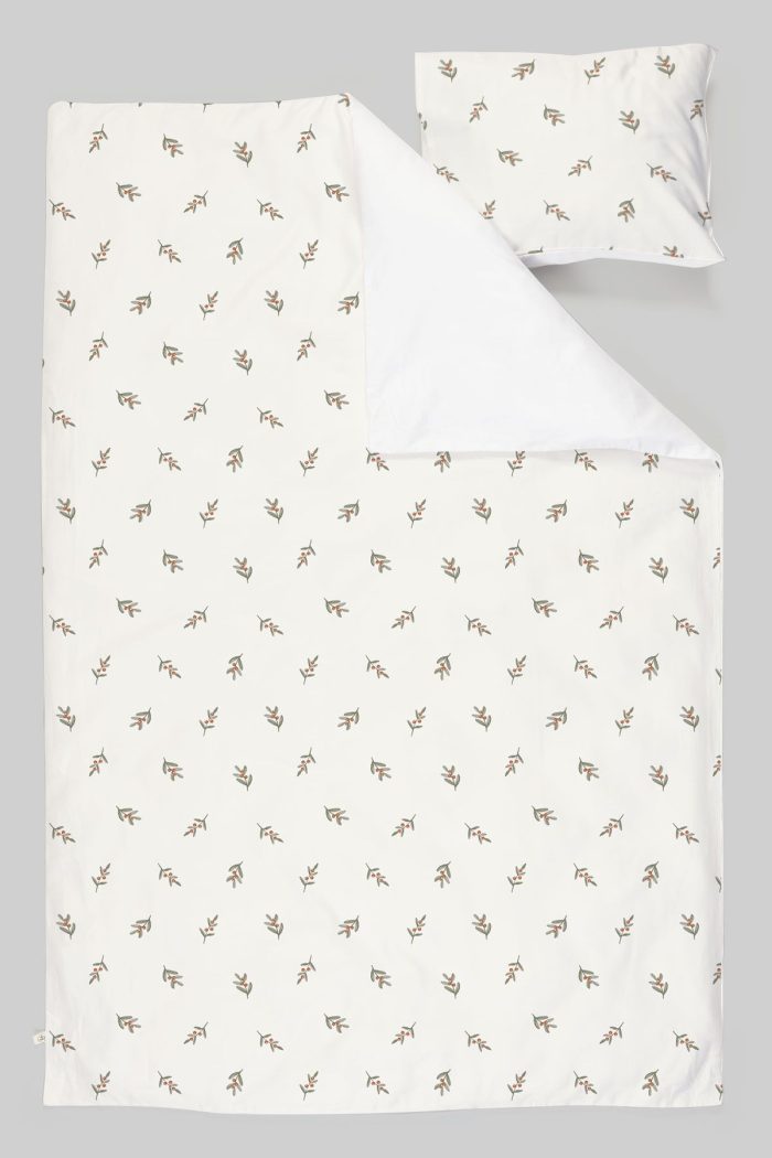 Organik Tek Kişilik Nevresim Takımı (160x220) - Yeşil Zeytin Dalı - Görsel 3