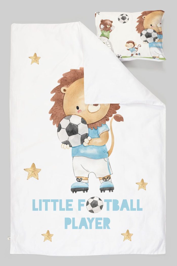 Organik Tek Kişilik Nevresim Takımı (160x220) - Şampiyon Minik Aslan - Görsel 3