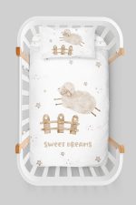 Organik Anne Yanı Nevresim Takımı (60x100) - Mışıl Mışıl Kuzucuk - Görsel 3