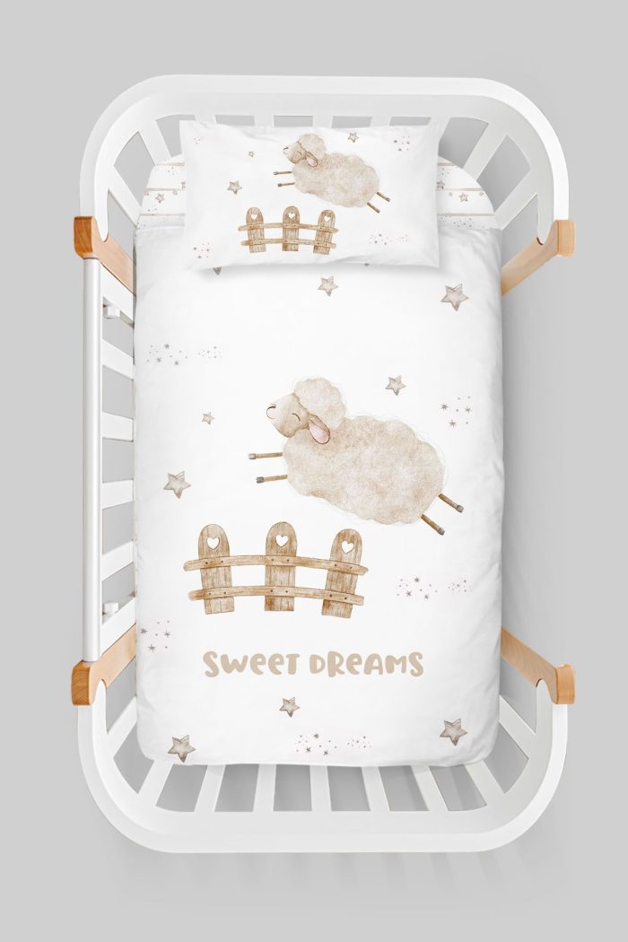 Organik Anne Yanı Nevresim Takımı (60x100) - Mışıl Mışıl Kuzucuk - Görsel 3