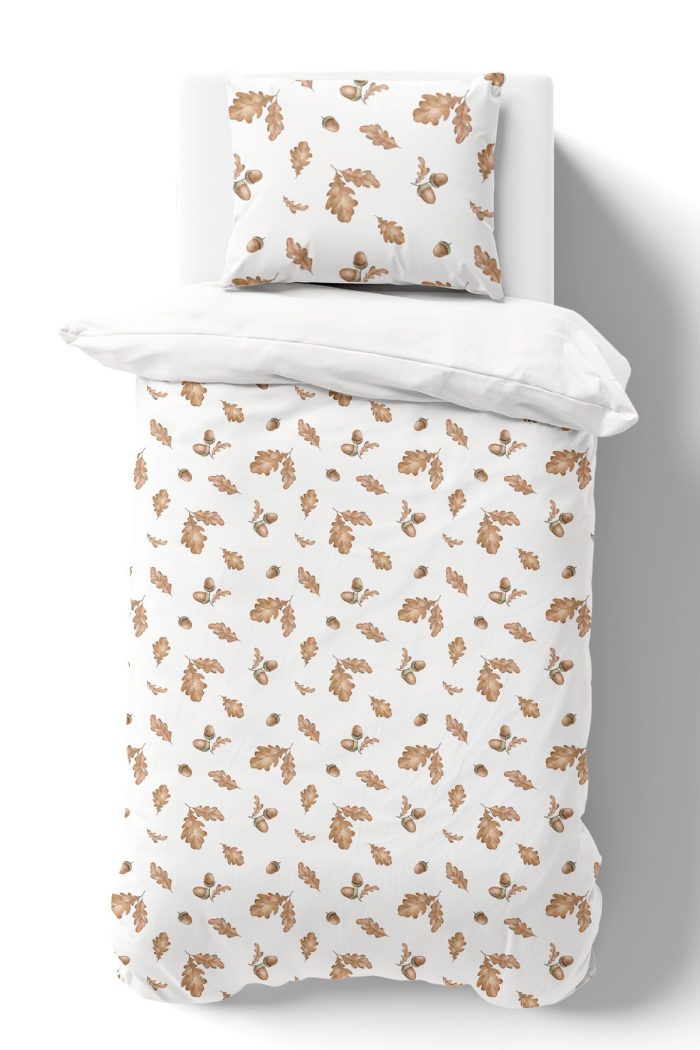 Organik Tek Kişilik Nevresim Takımı (160x220) - Sonbahar Yaprakları - Görsel 2