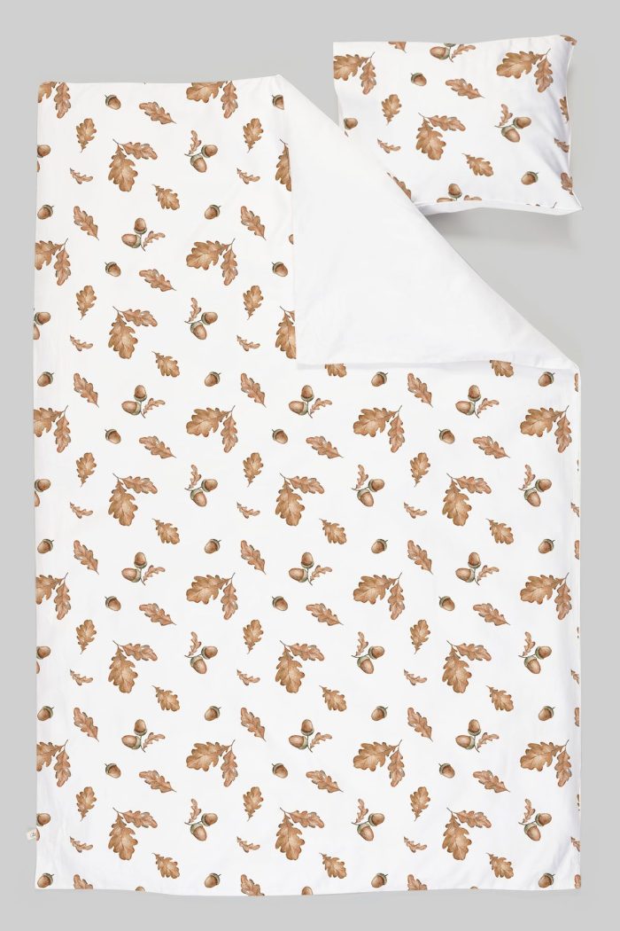 Organik Tek Kişilik Nevresim Takımı (160x220) - Sonbahar Yaprakları - Görsel 3