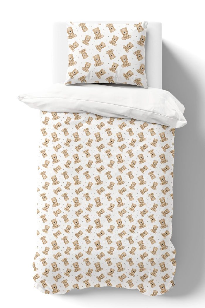 Organik Tek Kişilik Nevresim Takımı (160x220) - Tatlı Ayıcık - Görsel 2