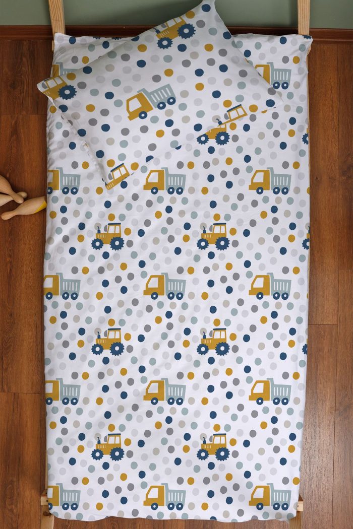 Organik Montessori Nevresim Seti (100x200) - Hareketli Tekerlekler - Görsel 3