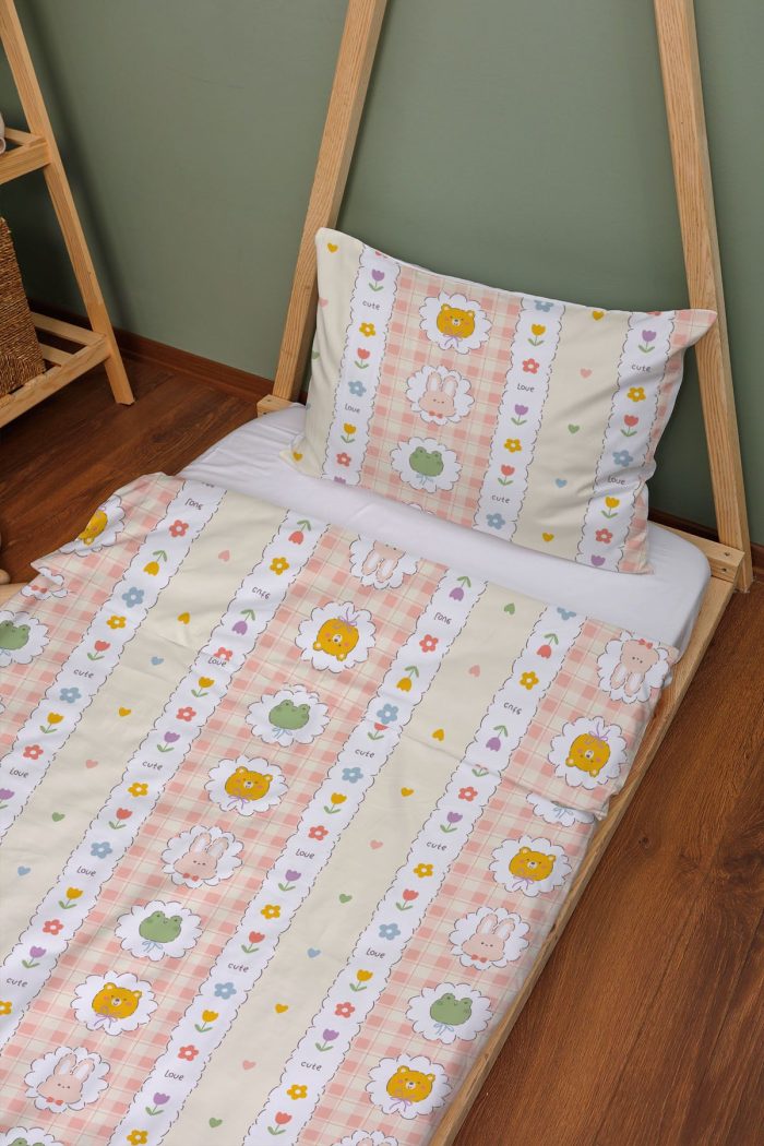 Organik Montessori Nevresim Seti (100x200) - Şirin Kahramanlar - Görsel 2