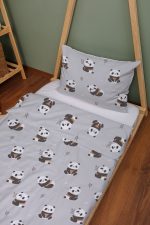 Organik Montessori Nevresim Seti (100x200) - Sevimli Bambu Dostu Panda - Görsel 2