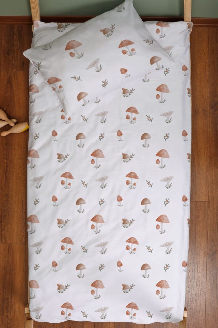 Organik Montessori Nevresim Seti (100x200) - Doğal Mantarlar - Görsel 3