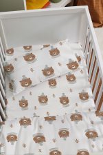 Organik Anne Yanı Nevresim Takımı (60x100) - Sevimli Kış Ayısı - Görsel 2