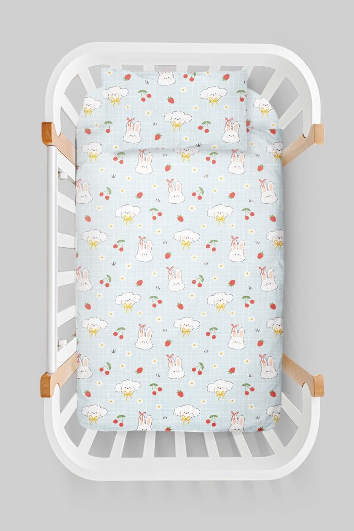 Organik Anne Yanı Nevresim Takımı (60x100) - Şirin Tavşanlar - Görsel 3