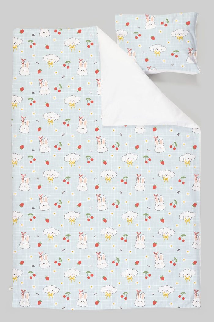 Organik Tek Kişilik Nevresim Takımı (160x220) - Şirin Tavşanlar - Görsel 3