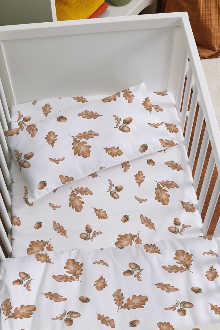 Organik Anne Yanı Nevresim Takımı (60x100) - Sonbahar Yaprakları - Görsel 2