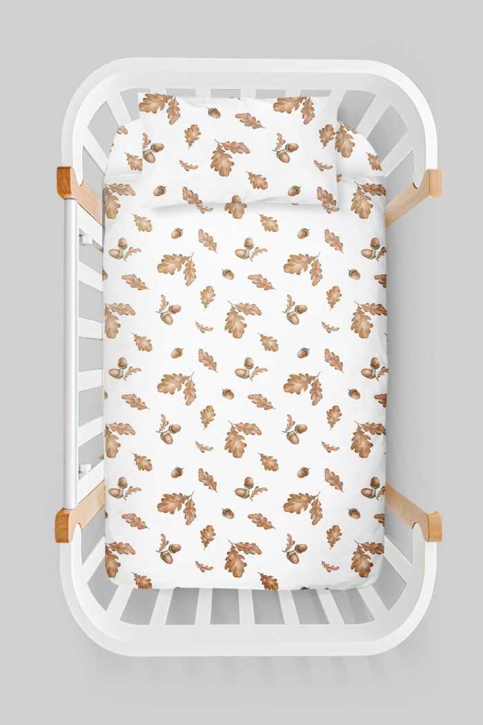 Organik Anne Yanı Nevresim Takımı (60x100) - Sonbahar Yaprakları - Görsel 3