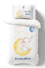 Organik Tek Kişilik Nevresim Takımı (160x220) - Sevimli Ay fısıltısı - Görsel 2