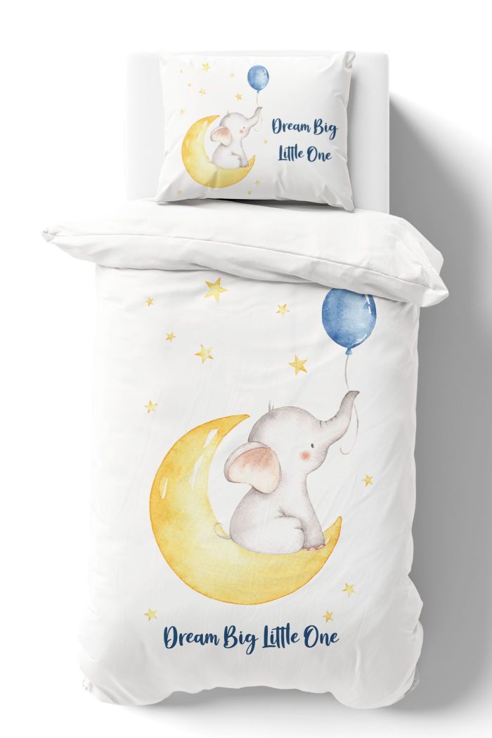 Organik Tek Kişilik Nevresim Takımı (160x220) - Sevimli Ay fısıltısı - Görsel 2