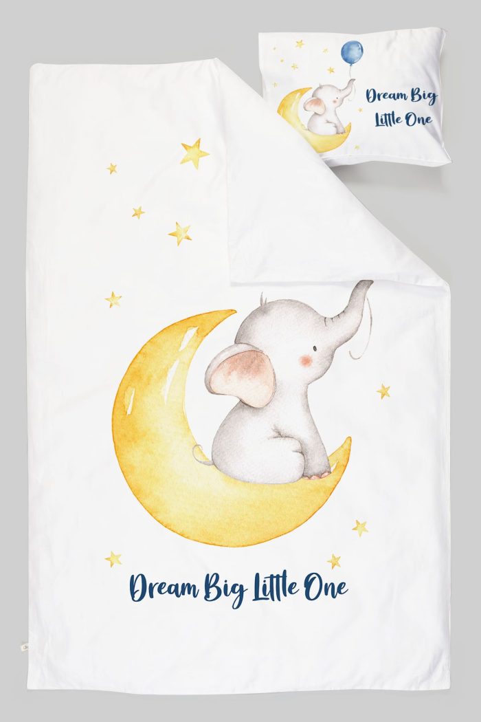 Organik Tek Kişilik Nevresim Takımı (160x220) - Sevimli Ay fısıltısı - Görsel 3