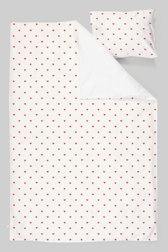 Organik Tek Kişilik Nevresim Takımı (160x220) - Kalp Yağmuru - Görsel 3