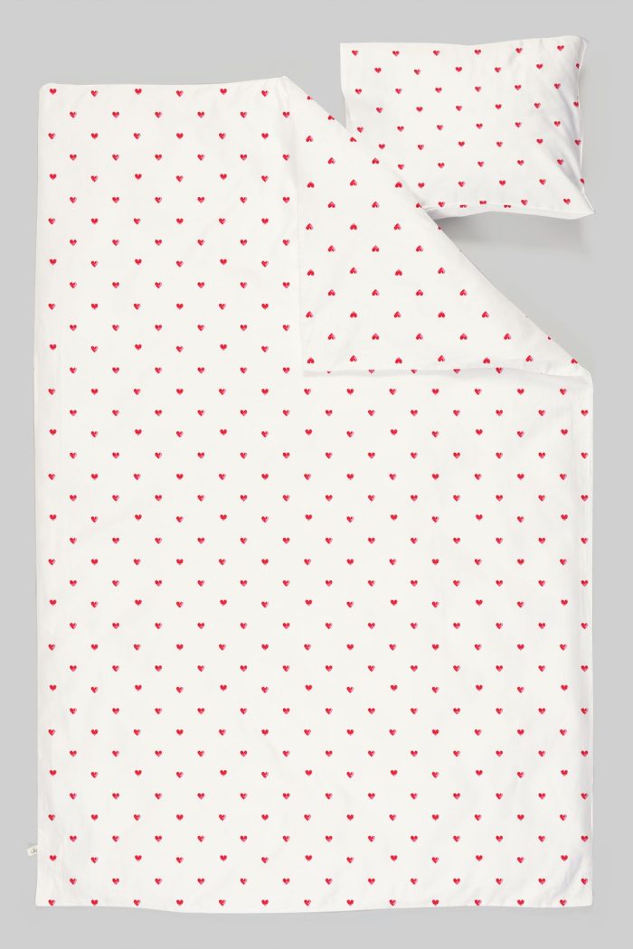 Organik Bebek Boy Nevresim Takımı (100x150) - Kalp Yağmuru - Görsel 3