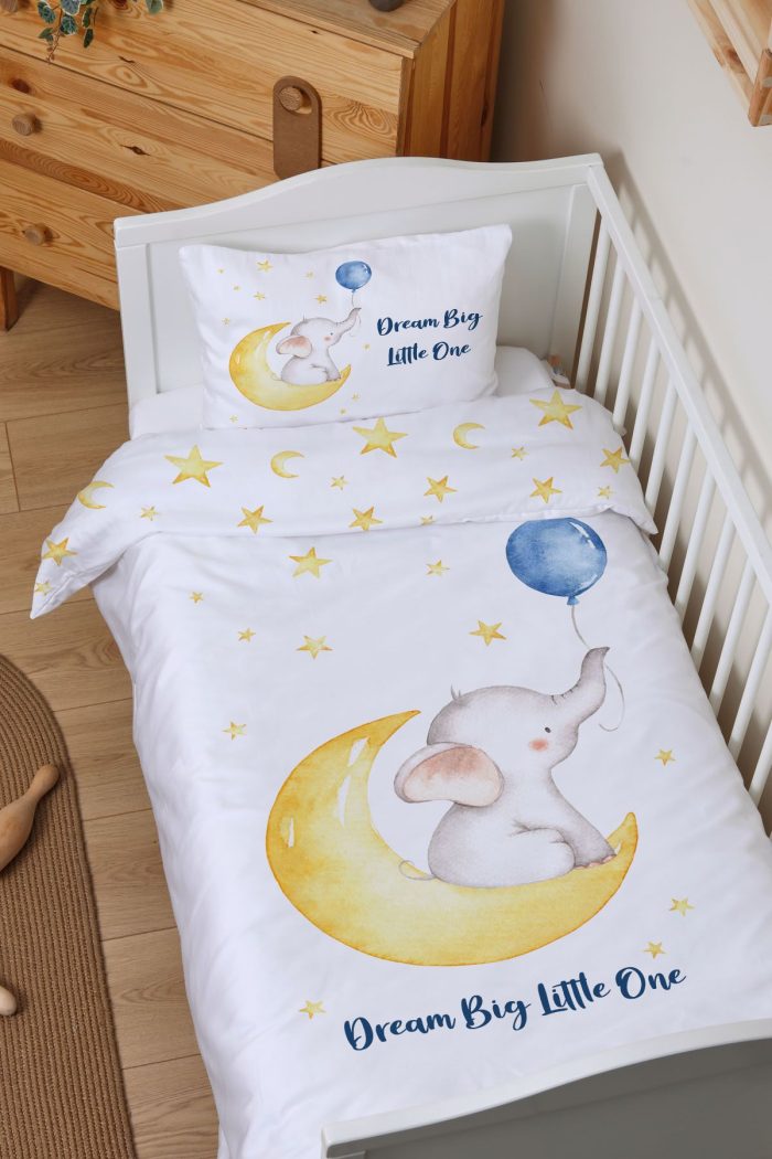 Organik Çarşaflı Park Yatak Nevresim Takımı (80x120) - Sevimli Ay fısıltısı - Görsel 2