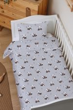 Organik Çarşaflı Park Yatak Nevresim Takımı (80x120) - Sevimli Bambu Dostu Panda - Görsel 2