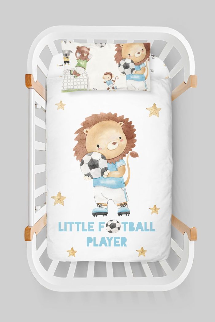 Organik Anne Yanı Nevresim Takımı (60x100) - Şampiyon Minik Aslan - Görsel 3