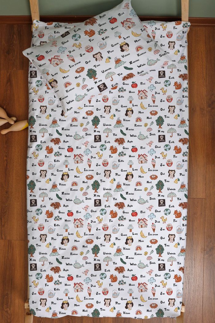 Organik Montessori Nevresim Seti (100x200) - Eğlenceli Kelimeler - Görsel 3