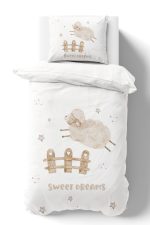 Organik Tek Kişilik Nevresim Takımı (160x220) - Mışıl Mışıl Kuzucuk - Görsel 2