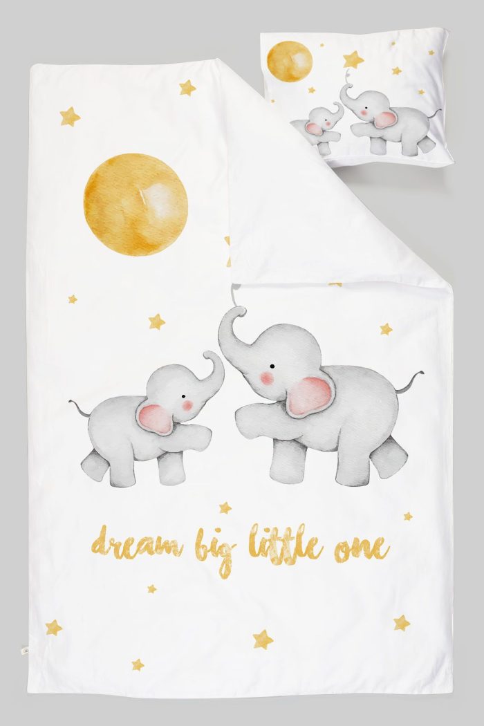 Organik Tek Kişilik Nevresim Takımı (160x220) - Hayalperest Fil - Görsel 3