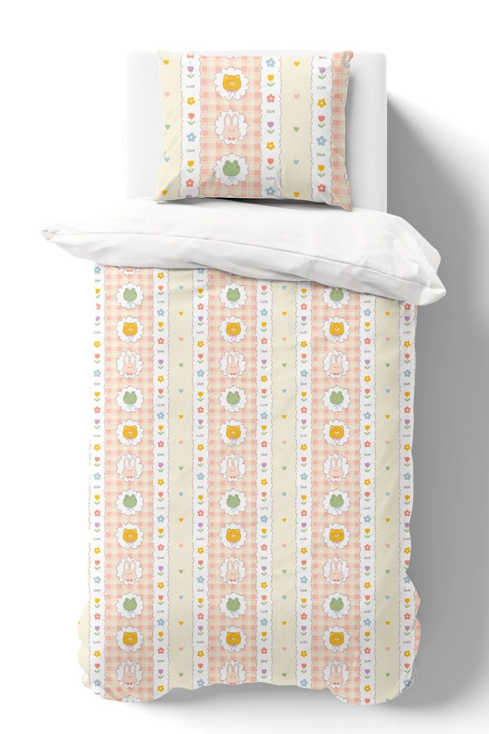 Organik Tek Kişilik Nevresim Takımı (160x220) - Şirin Kahramanlar - Görsel 2