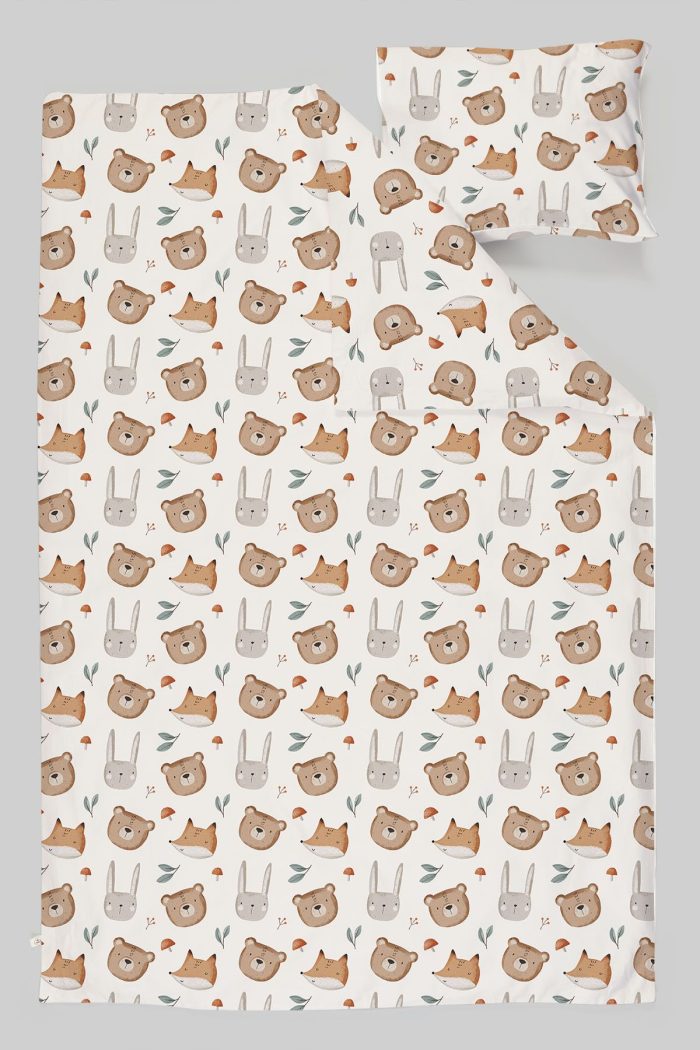 Organik Çarşaflı Park Yatak Nevresim Takımı (80x120) - Sevimli Yüzler - Görsel 3