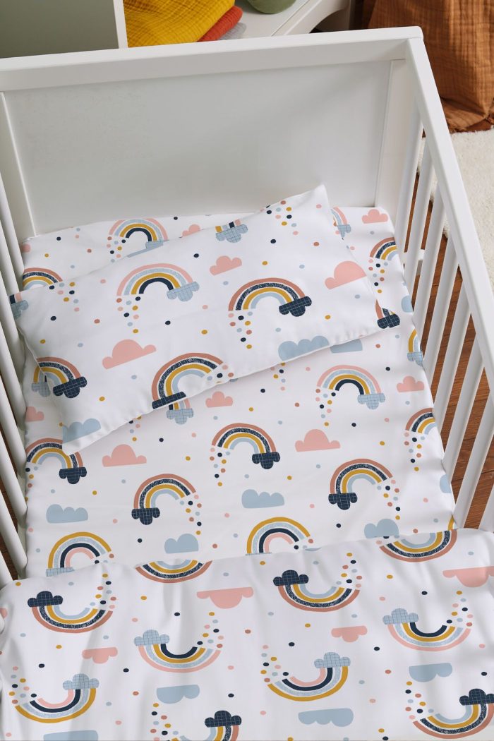 Organik Anne Yanı Nevresim Takımı (60x100) - Neşeli Bulutlar - Görsel 2