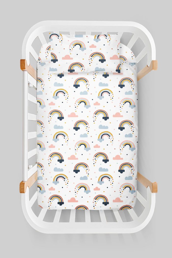 Organik Anne Yanı Nevresim Takımı (60x100) - Neşeli Bulutlar - Görsel 3