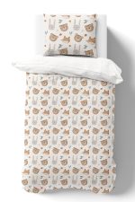 Organik Tek Kişilik Nevresim Takımı (160x220) - Sevimli Yüzler - Görsel 2