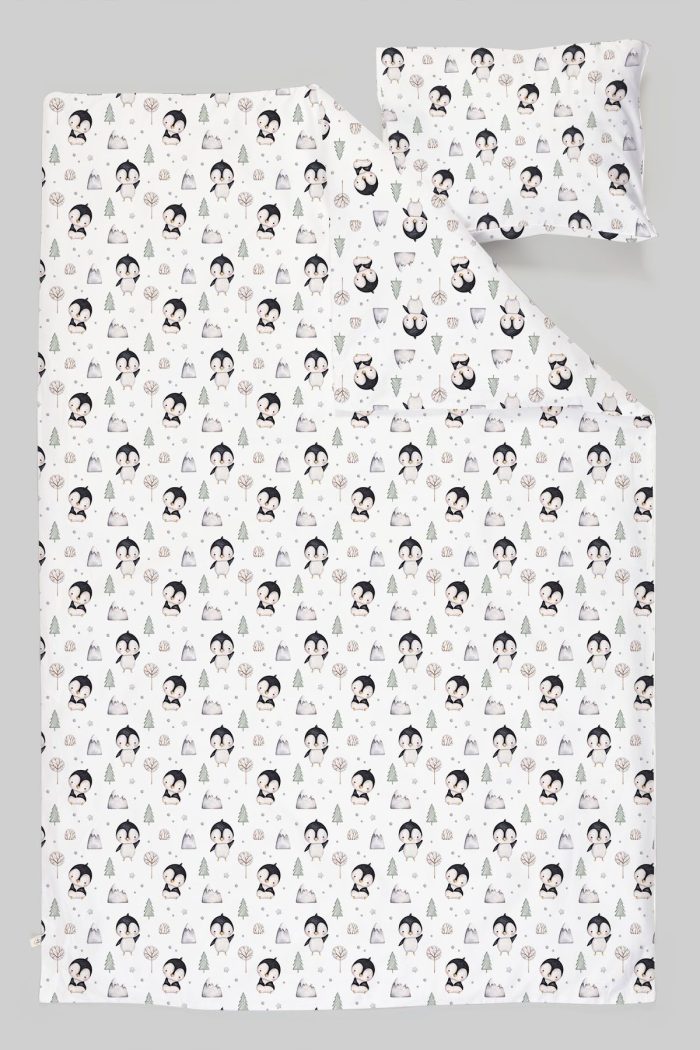 Organik Park Yatak Nevresim Takımı (80x120) - Kutup Dostları Penguenler - Görsel 3