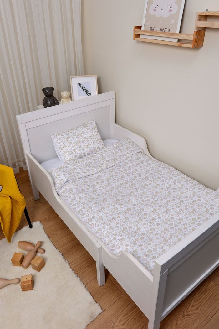 Organik Çarşaflı Bebek Nevresim Takımı (100x150) - Çiçek Bahçesi - Görsel 2