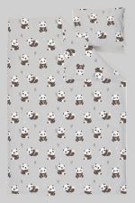 Organik Çarşaflı Bebek Nevresim Takımı (100x150) - Sevimli Bambu Dostu Panda - Görsel 3