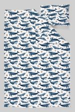 Organik Çarşaflı Bebek Nevresim Takımı (100x150) - Balina Masalı - Görsel 3