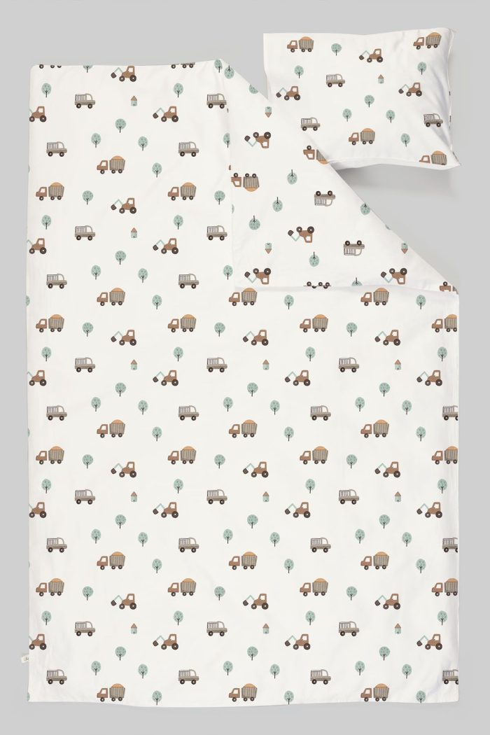 Organik Çarşaflı Bebek Nevresim Takımı (100x150) - Küçük Mühendis Rüyası - Görsel 3