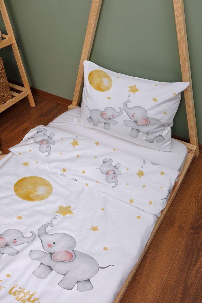 Organik Montessori Nevresim Seti (100x200) - Hayalperest Fil - Görsel 2