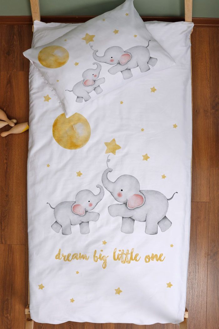 Organik Montessori Nevresim Seti (100x200) - Hayalperest Fil - Görsel 3