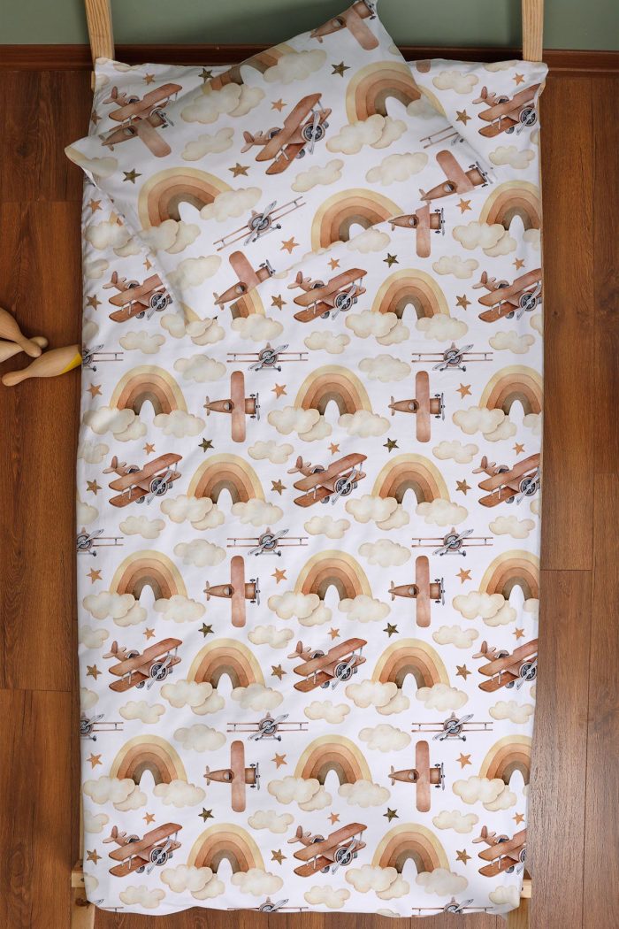 Organik Montessori Nevresim Seti (100x200) - Uçan Hayal - Görsel 3