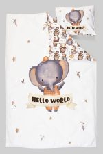 Organik Bebek Boy Nevresim Takımı (100x150) - Sevimli Orman Arkadaşım Fil - Görsel 3