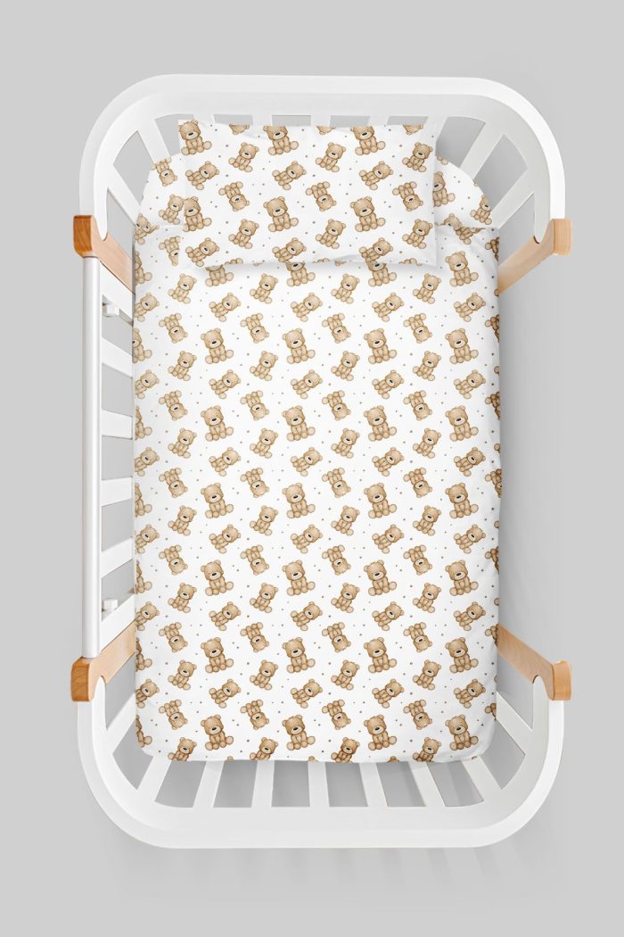 Organik Anne Yanı Nevresim Takımı (60x100) - Tatlı Ayıcık - Görsel 3