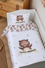 Organik Bebek Boy Nevresim Takımı (100x150) - Minik Dostum Ayıcık