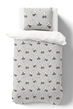 Organik Tek Kişilik Nevresim Takımı (160x220) - Sevimli Bambu Dostu Panda - Görsel 2