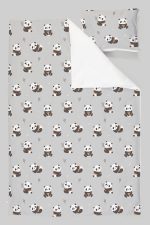 Organik Tek Kişilik Nevresim Takımı (160x220) - Sevimli Bambu Dostu Panda - Görsel 3