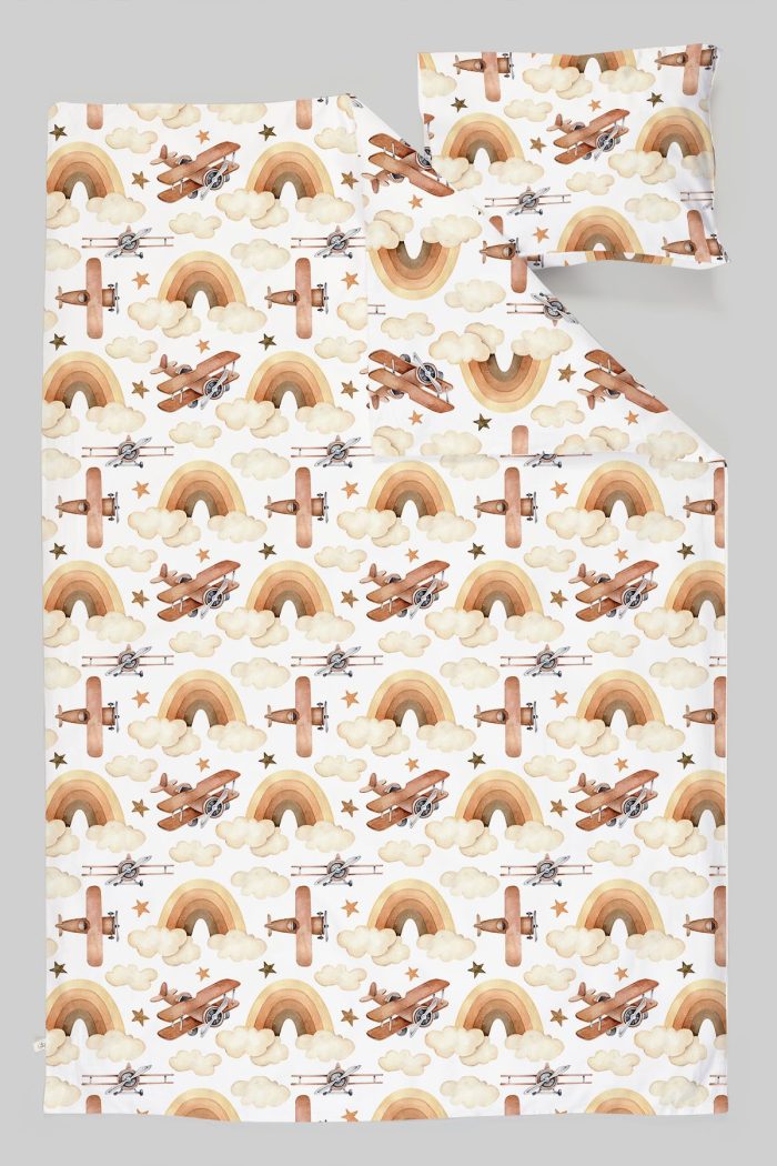 Organik Çarşaflı Bebek Nevresim Takımı (100x150) - Uçan Hayal - Görsel 3