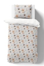 Organik Tek Kişilik Nevresim Takımı (160x220) - Uzayda Ayı - Görsel 2