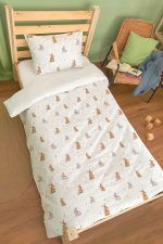 Organik Tek Kişilik Nevresim Takımı (160x220) - Neşeli Tavşan Notaları