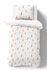 Organik Tek Kişilik Nevresim Takımı (160x220) - Neşeli Tavşan Notaları - Görsel 2