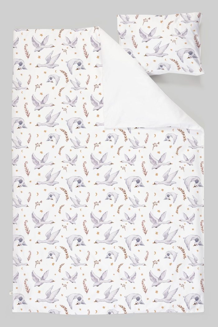 Organik Tek Kişilik Nevresim Takımı (160x220) - Kuğu Dansı - Görsel 3